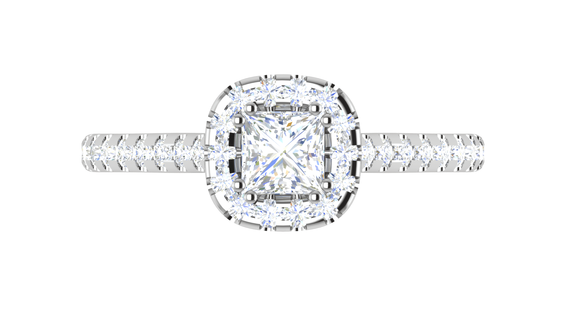 Jewelove™ Rings I VS / Women's Band only 0.50 cts Princess Cut Solitaire Halo Diamond Shank Platinum Ring JL PT RH PR 286