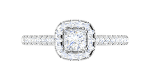 Jewelove™ Rings I VS / Women's Band only 0.50 cts Princess Cut Solitaire Halo Diamond Shank Platinum Ring JL PT RH PR 286