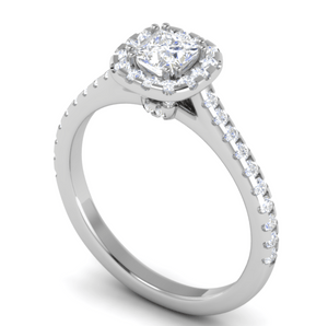 Jewelove™ Rings I VS / Women's Band only 0.50 cts Princess Cut Solitaire Halo Diamond Shank Platinum Ring JL PT RH PR 286