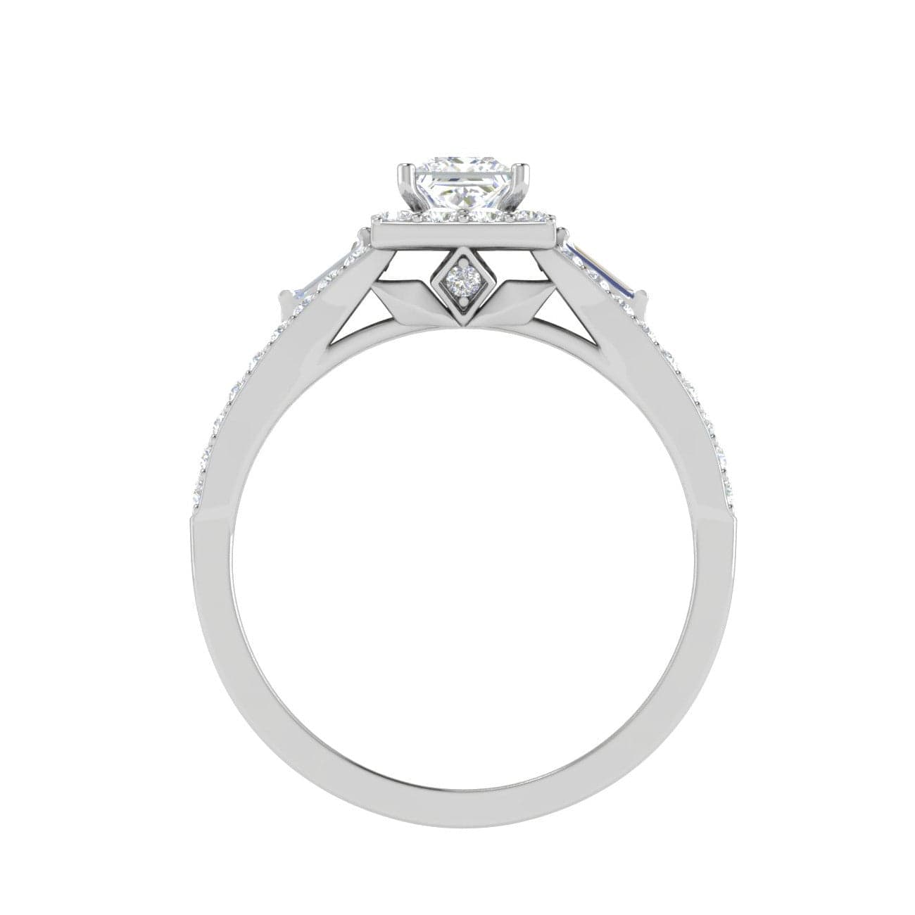 Jewelove™ Rings I VS / Women's Band only 0.50 cts. Princess Cut Solitaire Halo Split Shank Platinum Engagement Ring JL PT JRW084608