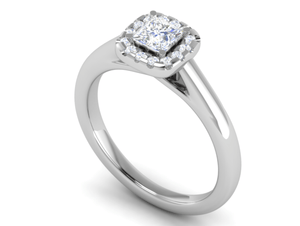 Jewelove™ Rings I VS / Women's Band only 0.50 cts Princess Cut Solitaire Single Halo Diamond Platinum Ring JL PT RH PR 290