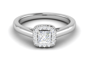 Jewelove™ Rings I VS / Women's Band only 0.50 cts Princess Cut Solitaire Single Halo Diamond Platinum Ring JL PT RH PR 290