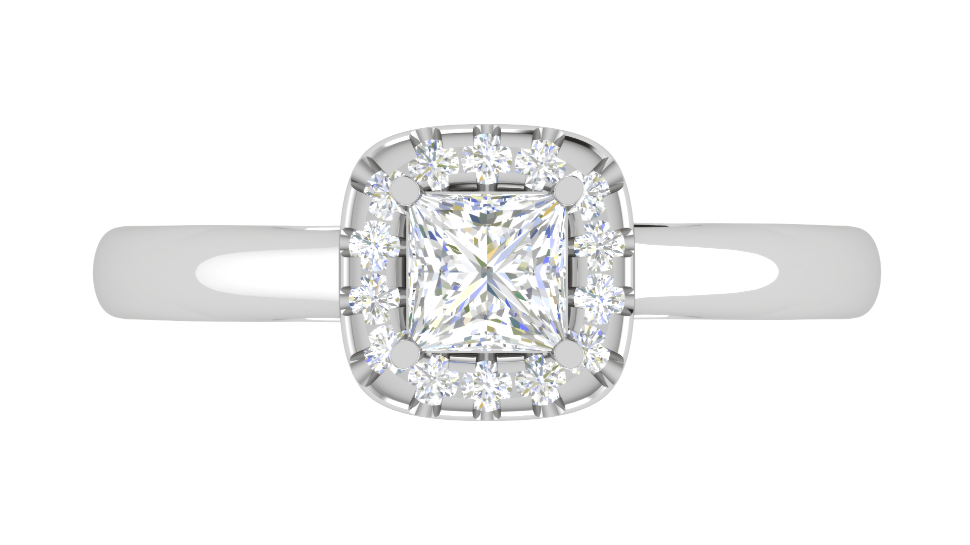 Jewelove™ Rings I VS / Women's Band only 0.50 cts Princess Cut Solitaire Single Halo Diamond Platinum Ring JL PT RH PR 290