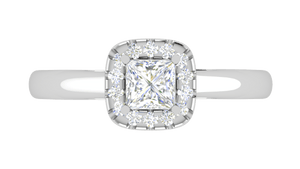 Jewelove™ Rings I VS / Women's Band only 0.50 cts Princess Cut Solitaire Single Halo Diamond Platinum Ring JL PT RH PR 290