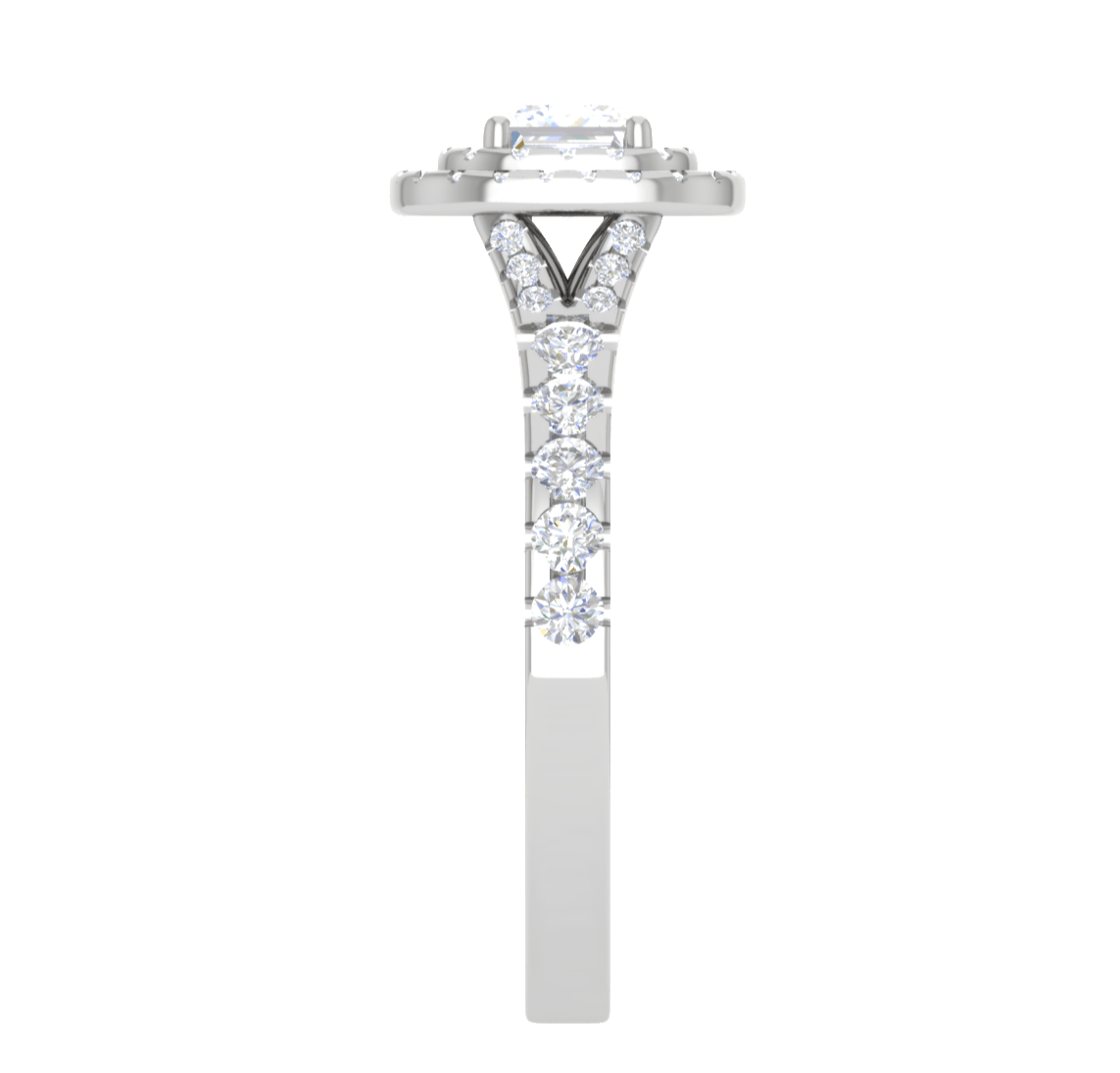 Jewelove™ Rings I VS / Women's Band only 0.50 cts Princess Cut Solitaire Square Double Halo Diamond Shank Platinum Ring JL PT RH PR 285