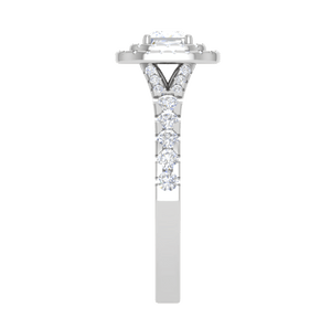 Jewelove™ Rings I VS / Women's Band only 0.50 cts Princess Cut Solitaire Square Double Halo Diamond Shank Platinum Ring JL PT RH PR 285