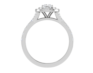 Jewelove™ Rings I VS / Women's Band only 0.50 cts Princess Cut Solitaire Square Double Halo Diamond Shank Platinum Ring JL PT RH PR 285