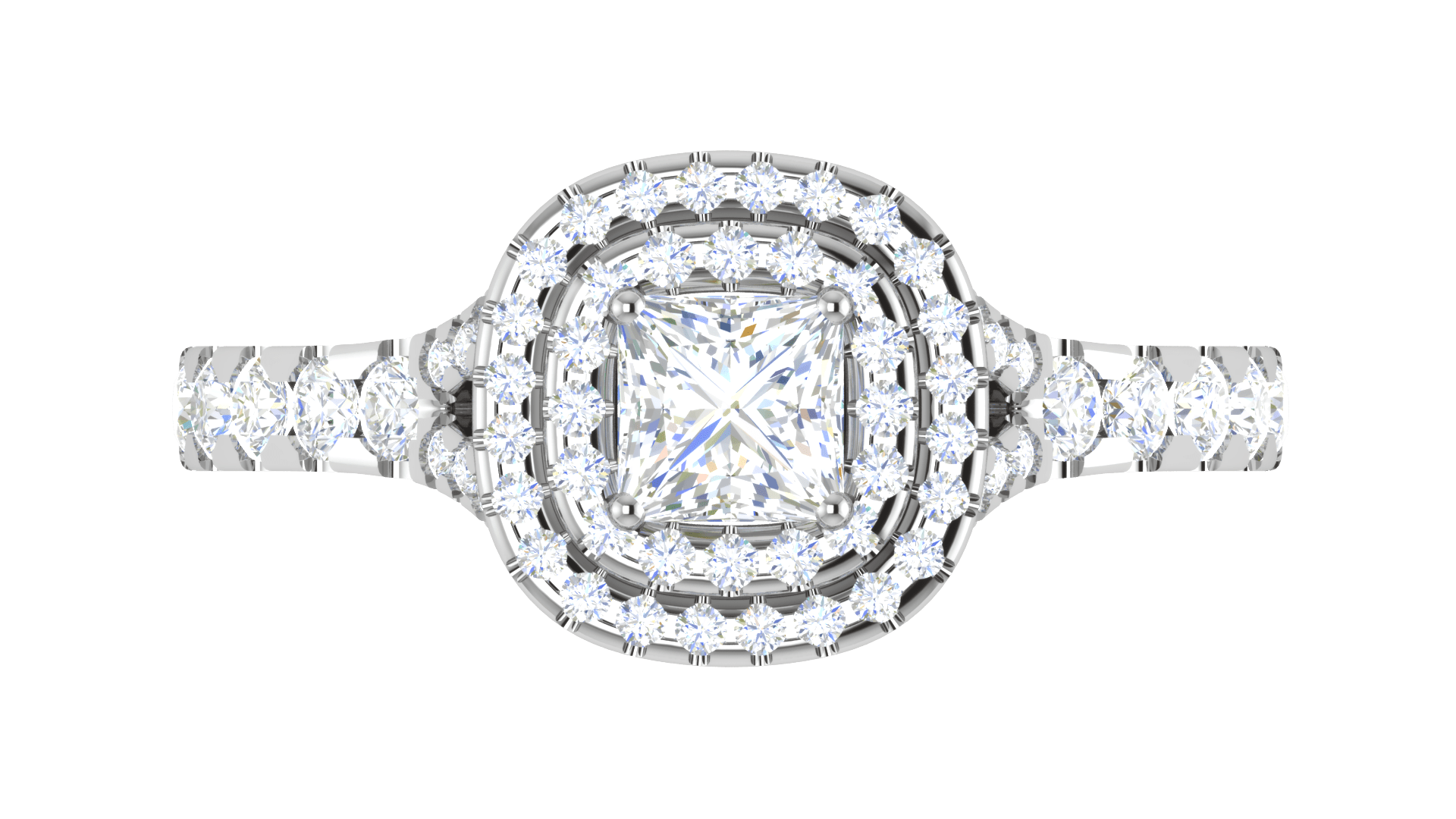 Jewelove™ Rings I VS / Women's Band only 0.50 cts Princess Cut Solitaire Square Double Halo Diamond Shank Platinum Ring JL PT RH PR 285