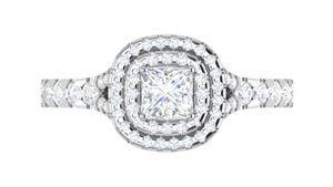 Jewelove™ Rings I VS / Women's Band only 0.50 cts Princess Cut Solitaire Square Double Halo Diamond Shank Platinum Ring JL PT RH PR 285