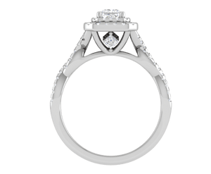 Jewelove™ Rings I VS / Women's Band only 0.50 cts Princess Cut Solitaire Square Double Halo Twisted Shank Platinum Ring JL PT RH PR 260