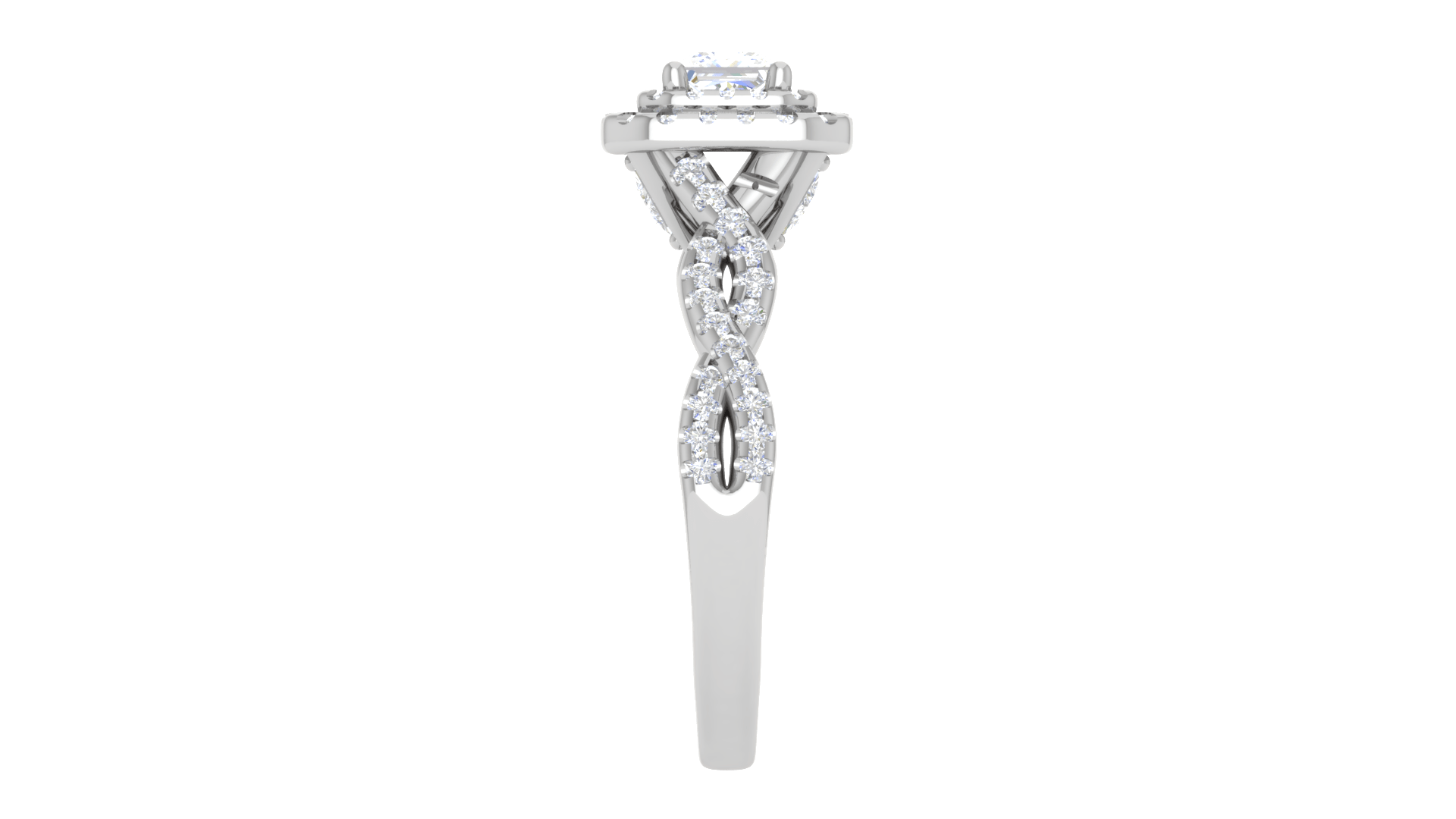 Jewelove™ Rings I VS / Women's Band only 0.50 cts Princess Cut Solitaire Square Double Halo Twisted Shank Platinum Ring JL PT RH PR 260