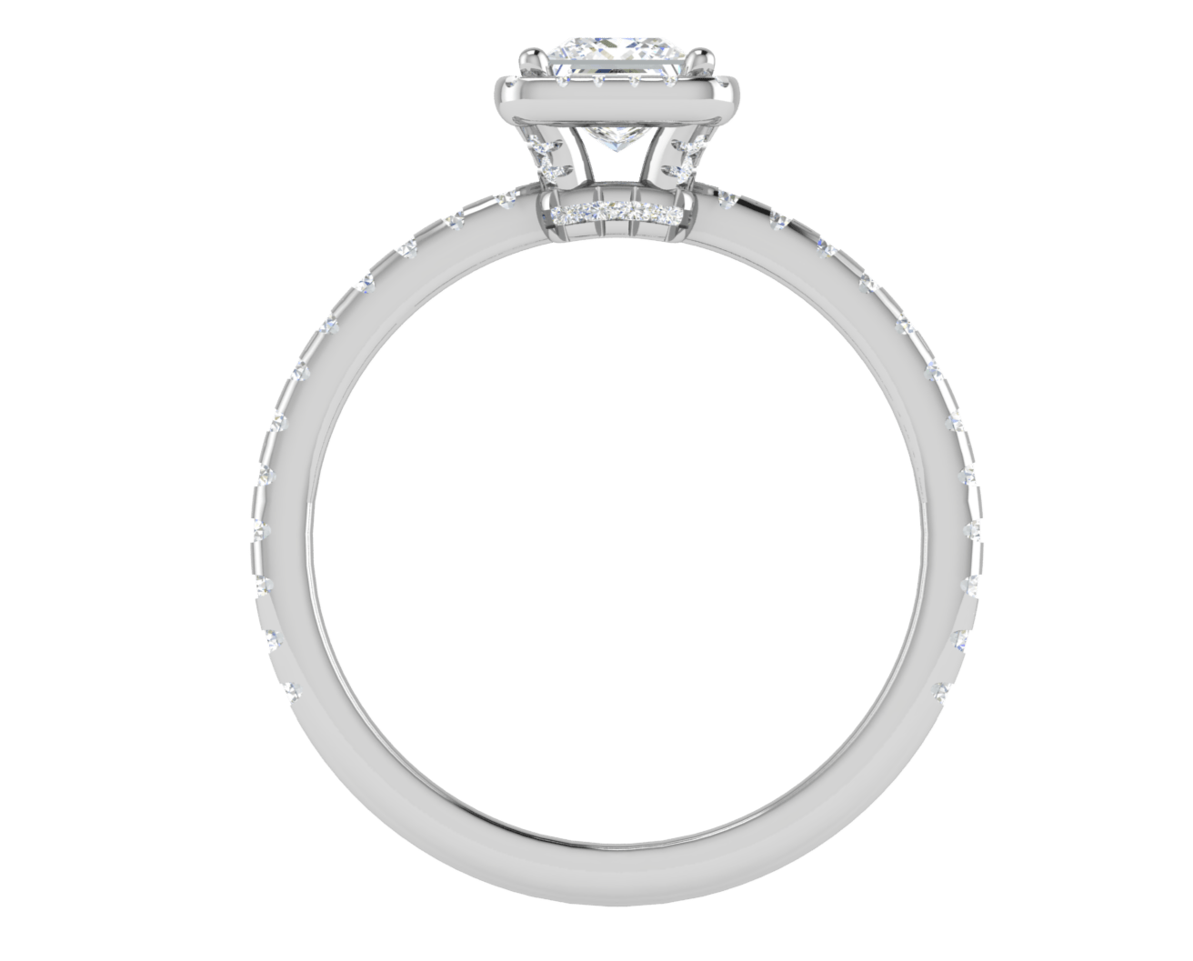 Jewelove™ Rings I VS / Women's Band only 0.50 cts Princess Cut Solitaire Square Halo Diamond Shank Platinum Ring JL PT RH PR 245