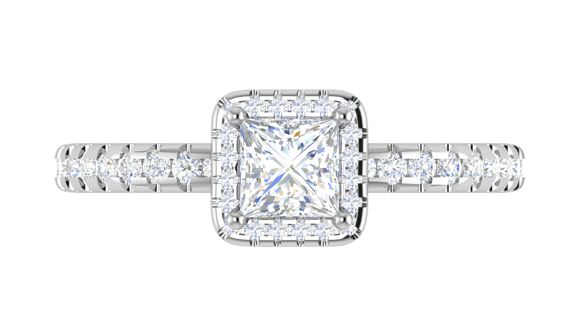 Jewelove™ Rings I VS / Women's Band only 0.50 cts Princess Cut Solitaire Square Halo Diamond Shank Platinum Ring JL PT RH PR 245