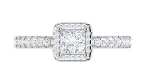 Jewelove™ Rings I VS / Women's Band only 0.50 cts Princess Cut Solitaire Square Halo Diamond Shank Platinum Ring JL PT RH PR 245