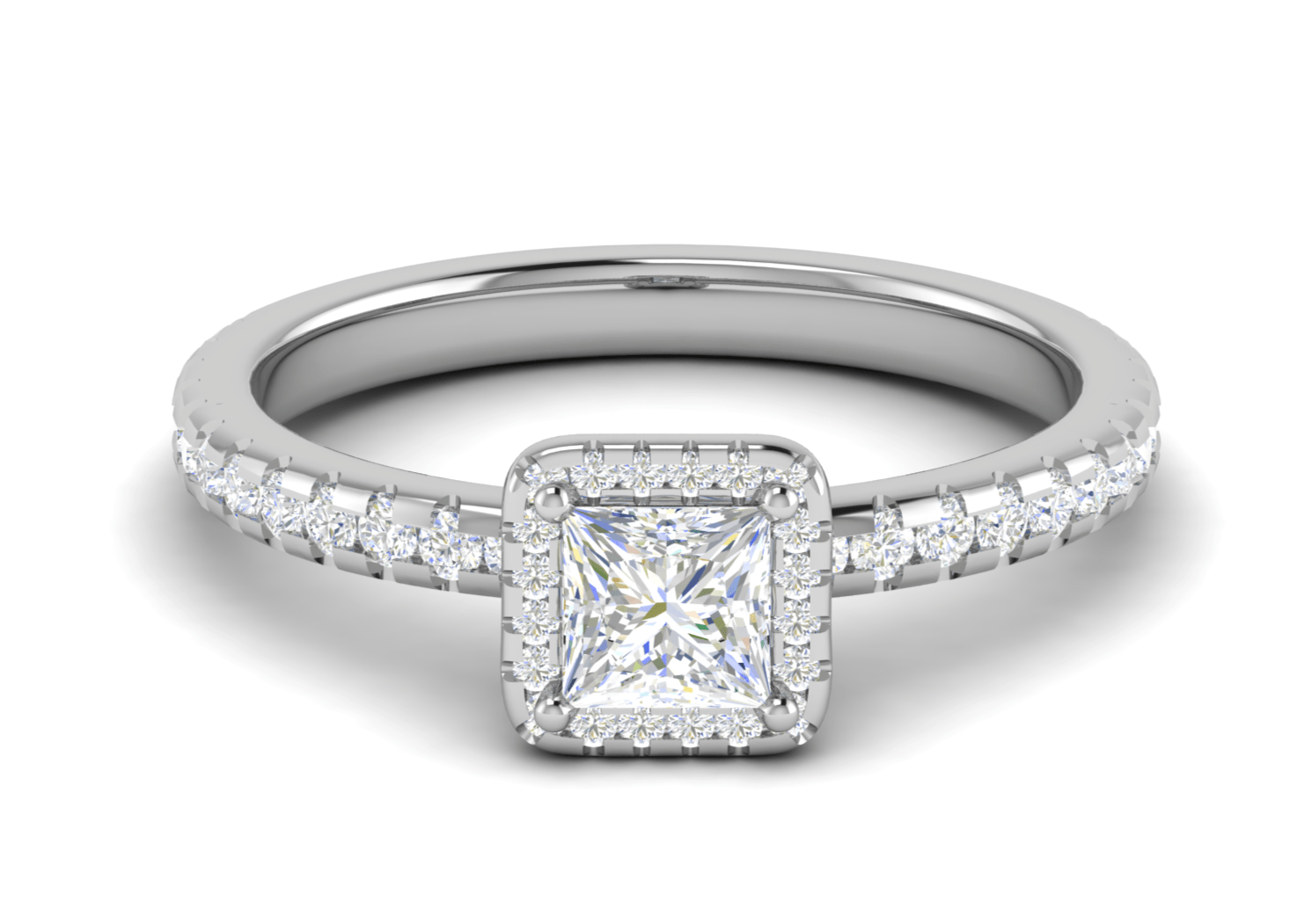 Jewelove™ Rings I VS / Women's Band only 0.50 cts Princess Cut Solitaire Square Halo Diamond Shank Platinum Ring JL PT RH PR 245