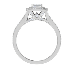 Jewelove™ Rings I VS / Women's Band only 0.50 cts Princess Cut Solitaire Square Halo Diamond Split Shank Platinum Ring JL PT RH PR 270