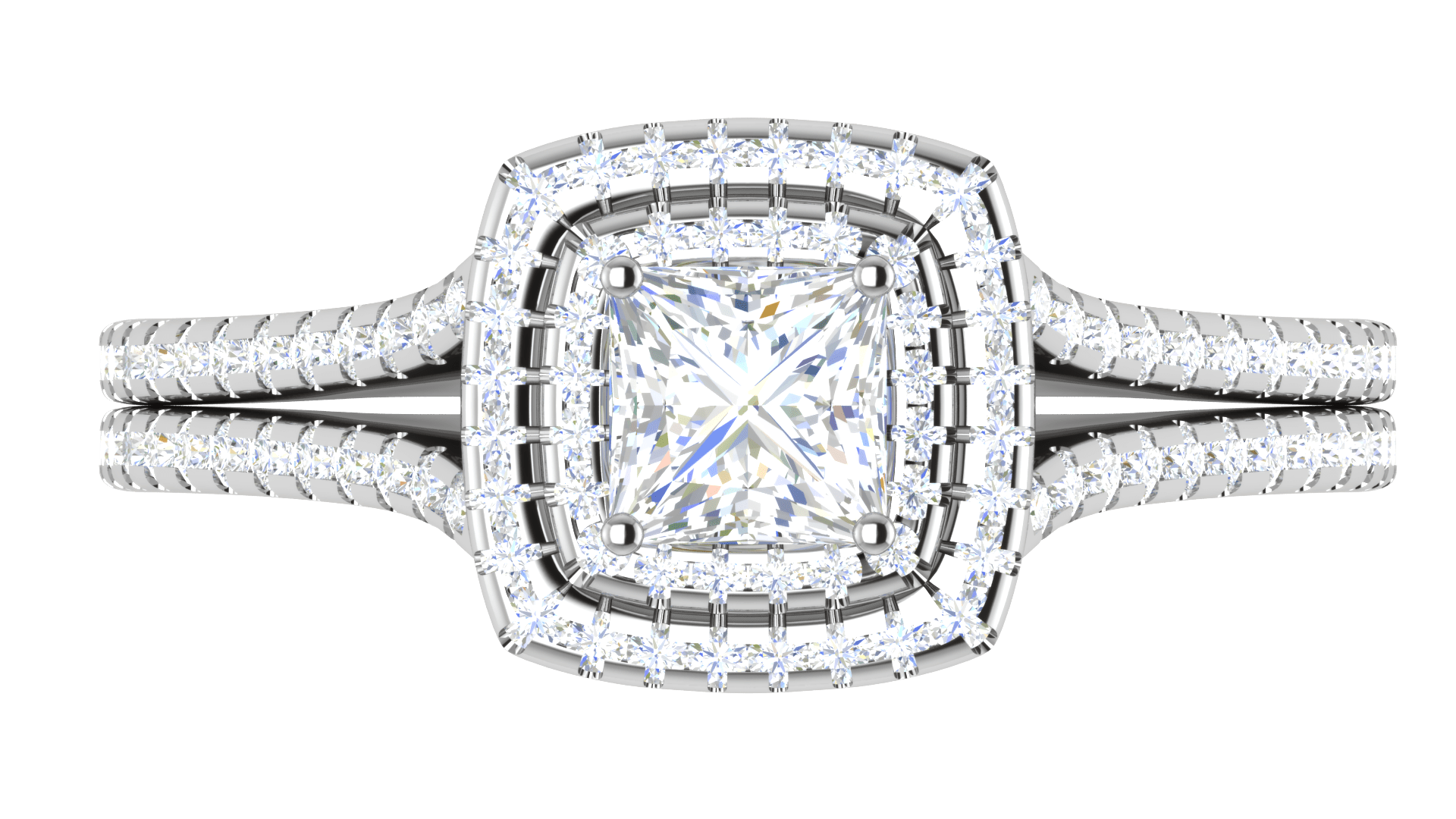 Jewelove™ Rings I VS / Women's Band only 0.50 cts Princess Cut Solitaire Square Halo Diamond Split Shank Platinum Ring JL PT RH PR 270