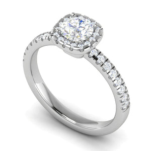 Jewelove™ Rings J VS / Women's Band only 0.50 cts. Single Halo Solitaire Diamond Shank Platinum Ring JL PT RH RD 199