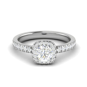 Jewelove™ Rings J VS / Women's Band only 0.50 cts. Single Halo Solitaire Diamond Shank Platinum Ring JL PT RH RD 199