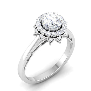 Jewelove™ Rings J VS / Women's Band only 0.50 cts. Solitaire Designer Platinum Double Halo Diamond Engagement Ring JL PT 6603