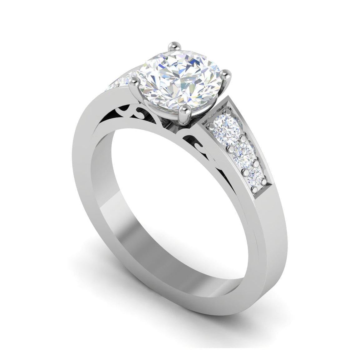 Jewelove™ Rings J VS / Women's Band only 0.50 cts. Solitaire Diamond Shank Platinum Ring JL PT IM1704