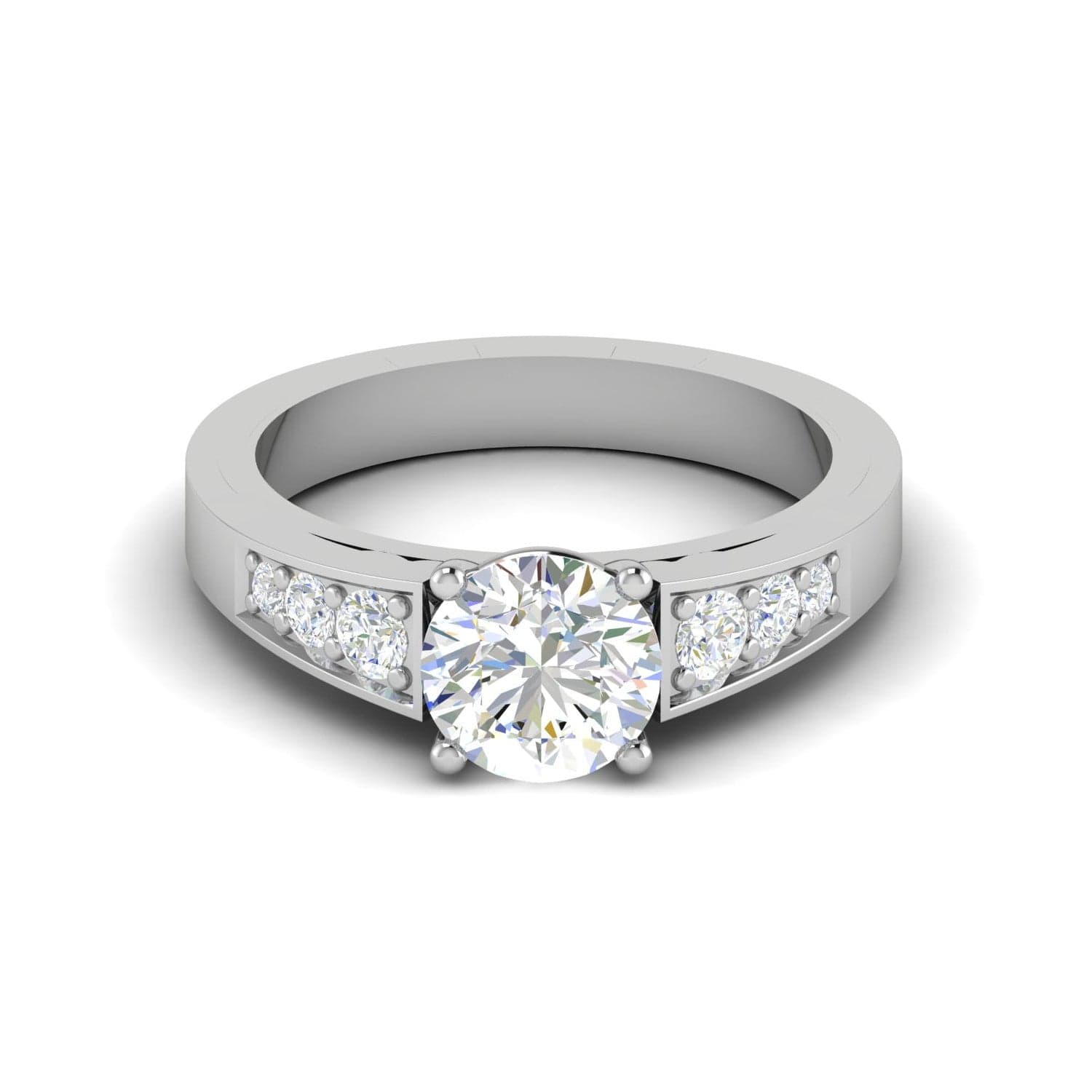 Jewelove™ Rings J VS / Women's Band only 0.50 cts. Solitaire Diamond Shank Platinum Ring JL PT IM1704