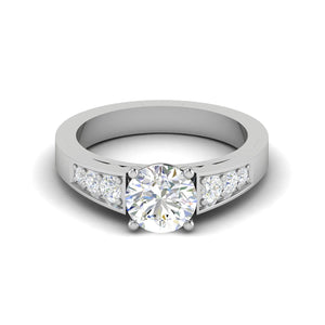 Jewelove™ Rings J VS / Women's Band only 0.50 cts. Solitaire Diamond Shank Platinum Ring JL PT IM1704