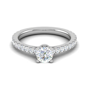 Jewelove™ Rings VS J / Women's Band only 0.50 cts Solitaire Diamond Shank Platinum Ring JL PT RC RD 253