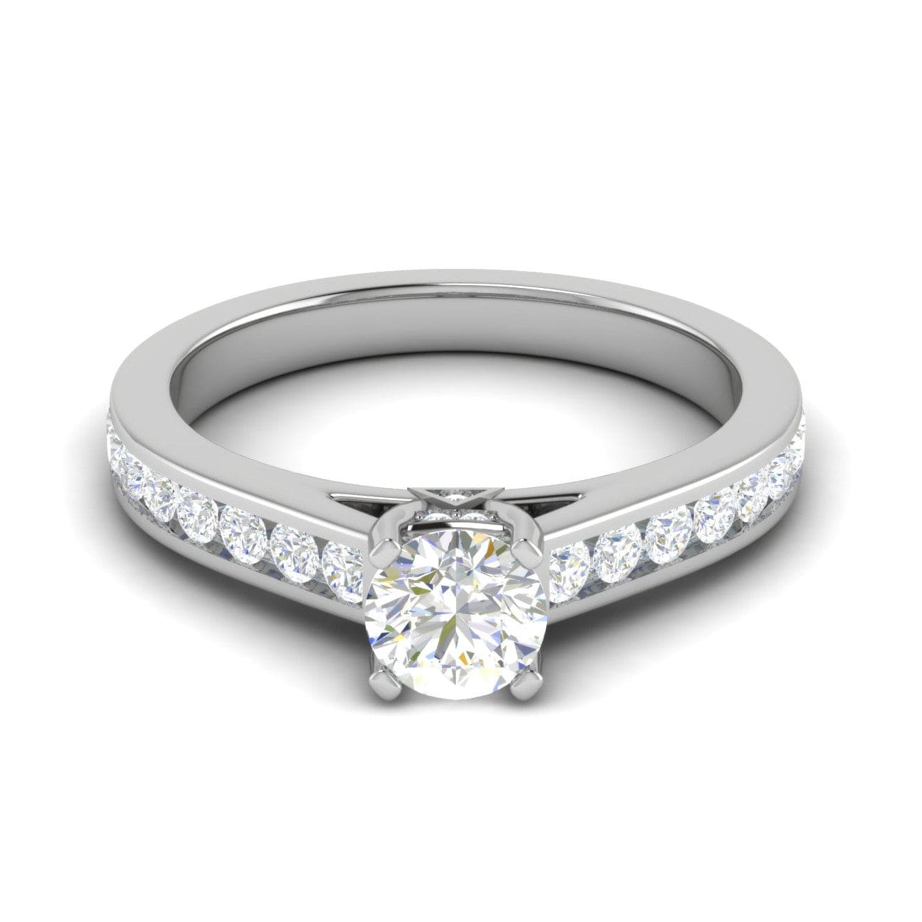 Jewelove™ Rings VS J / Women's Band only 0.50 cts Solitaire Diamond Shank Platinum Ring JL PT RC RD 254