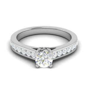 Jewelove™ Rings VS J / Women's Band only 0.50 cts Solitaire Diamond Shank Platinum Ring JL PT RC RD 254