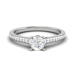 Jewelove™ Rings VS J / Women's Band only 0.50 cts Solitaire Diamond Shank Platinum Ring JL PT RC RD 262