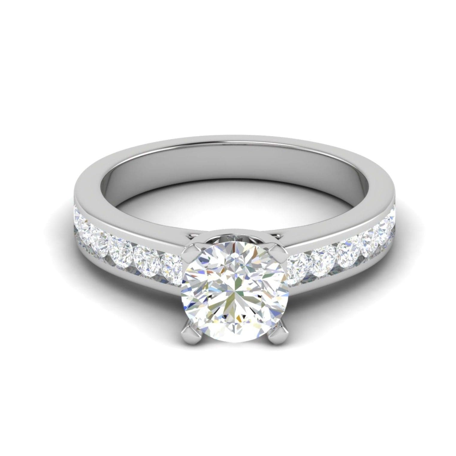 Jewelove™ Rings VS J / Women's Band only 0.50 cts Solitaire Diamond Shank Platinum Ring JL PT RC RD 266