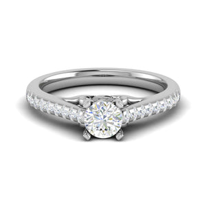 Jewelove™ Rings VS J / Women's Band only 0.50 cts Solitaire Diamond Shank Platinum Ring JL PT RC RD 276