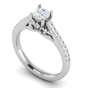 Jewelove™ Rings VS J / Women's Band only 0.50 cts Solitaire Diamond Shank Platinum Ring JL PT RC RD 276