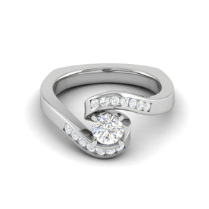 Jewelove™ Rings VS J / Women's Band only 0.50 cts Solitaire Diamond Shank Platinum Ring JL PT RP RD 127