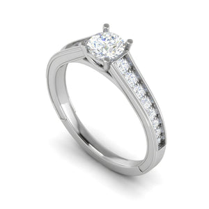 Jewelove™ Rings VS J / Women's Band only 0.50 cts Solitaire Diamond Shank Platinum Ring JL PT RP RD 141