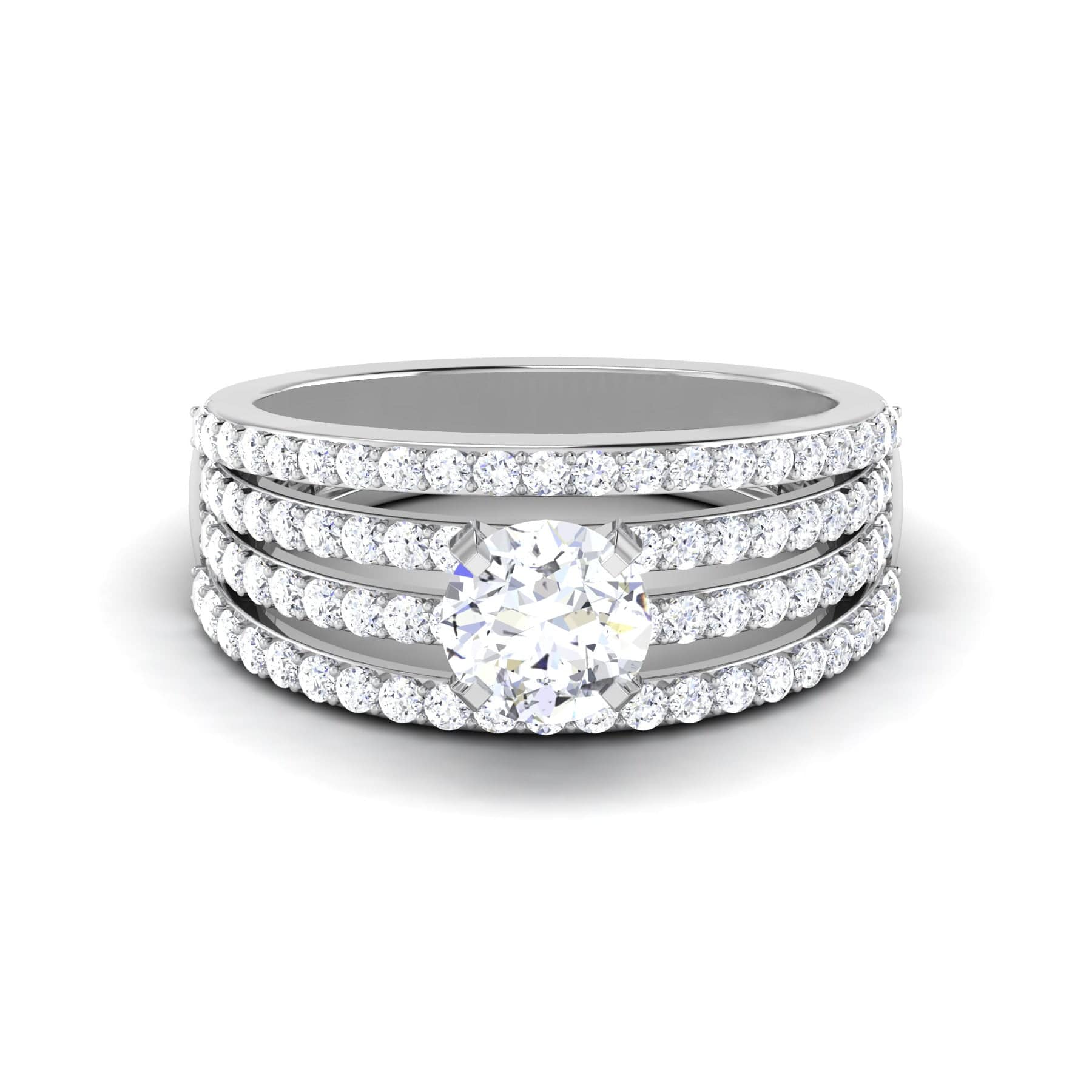 Jewelove™ Rings VS J / Women's Band only 0.50 cts Solitaire Diamond Split Shank Platinum Ring JL PT RP RD 149