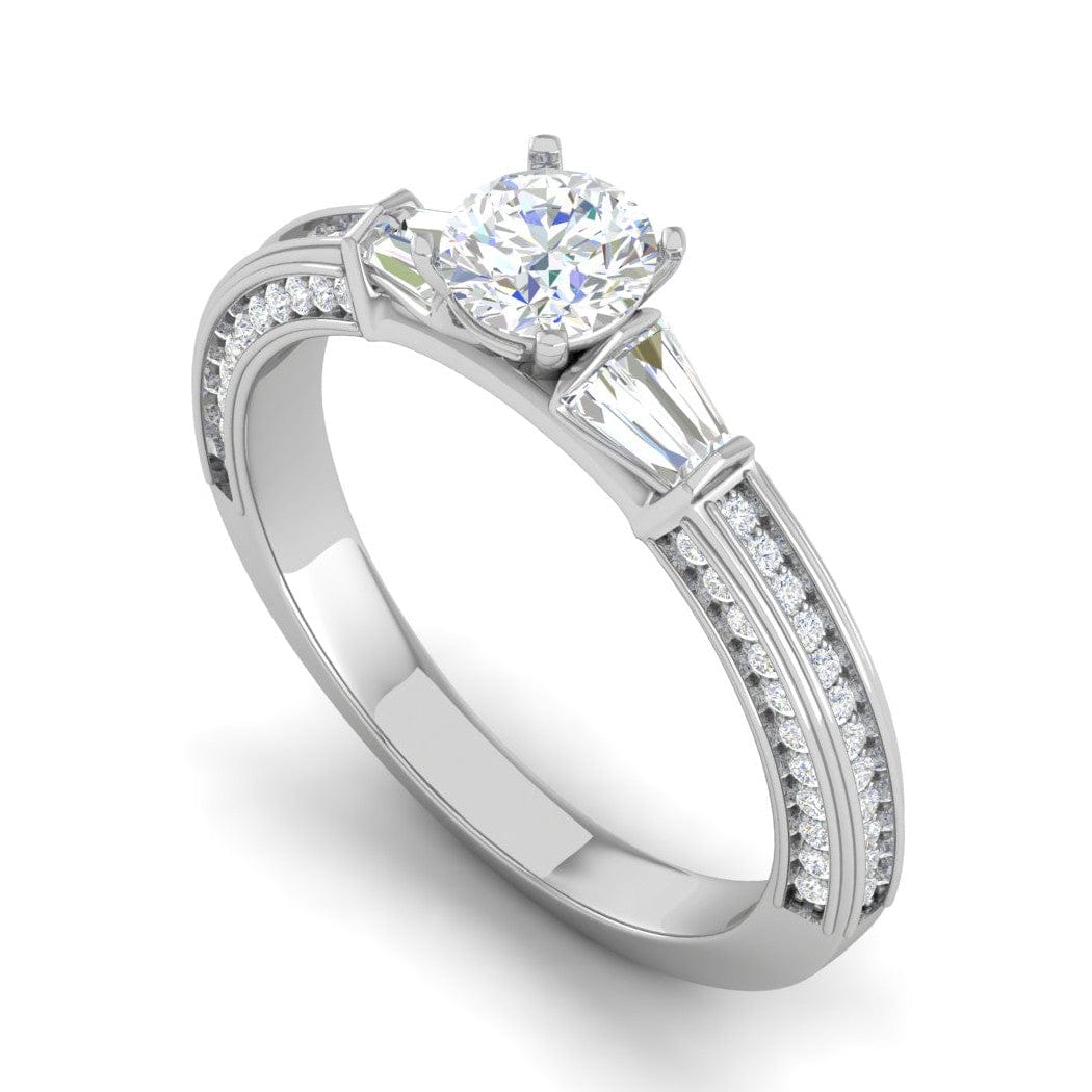 Jewelove™ Rings VS J / Women's Band only 0.50 cts Solitaire Diamond Split Shank Platinum Ring JL PT RP RD 167