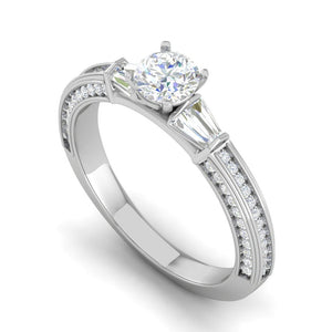 Jewelove™ Rings VS J / Women's Band only 0.50 cts Solitaire Diamond Split Shank Platinum Ring JL PT RP RD 167