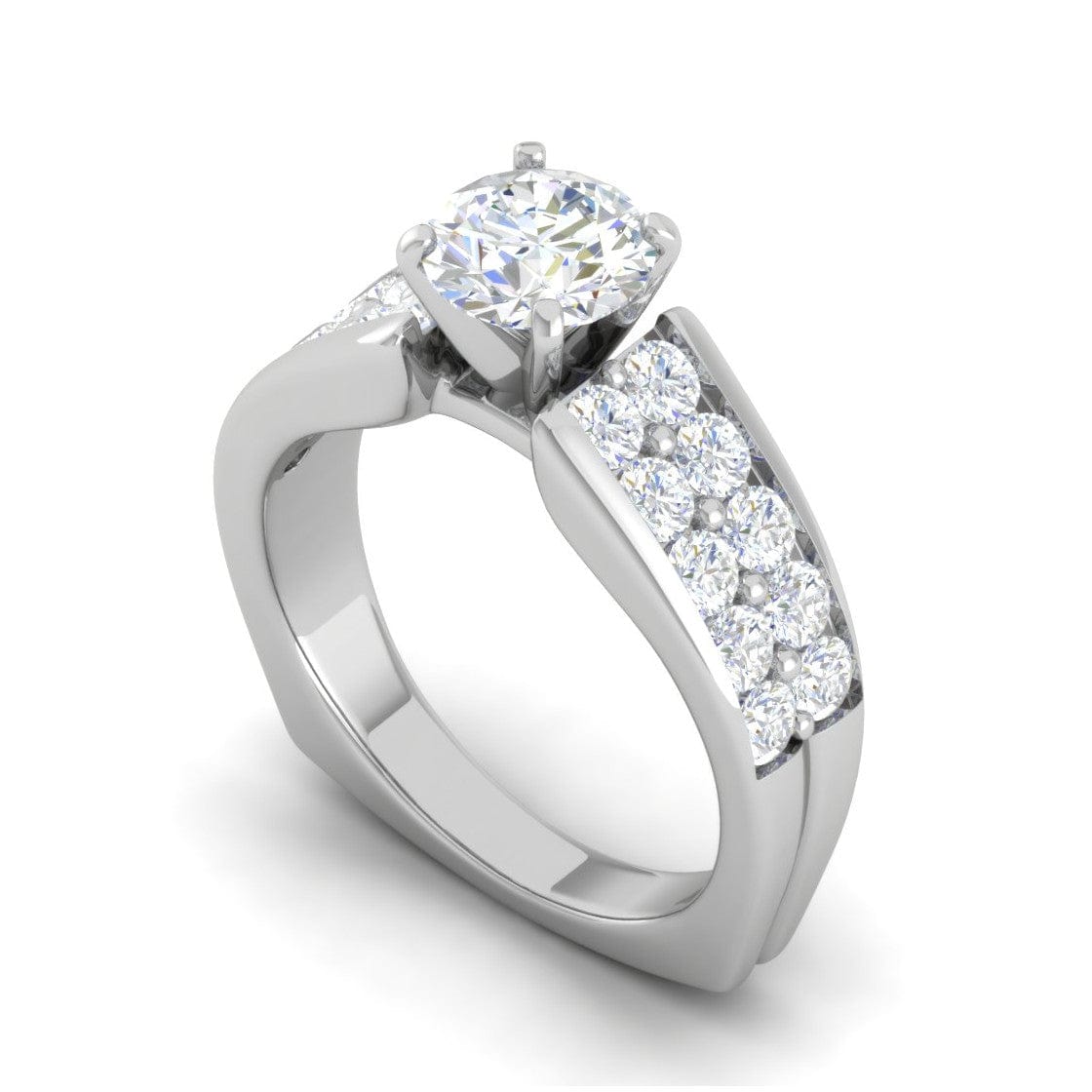 Jewelove™ Rings J VS / Women's Band only 0.50 cts Solitaire Diamond Split Shank Platinum Ring JL PT WB5667E