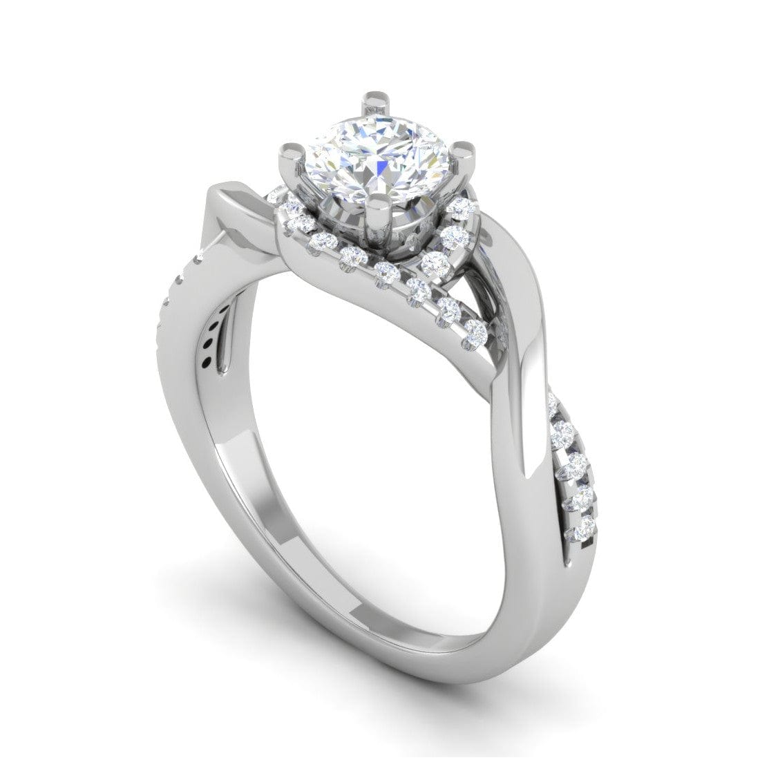 Jewelove™ Rings J VS / Women's Band only 0.50 cts Solitaire Diamond Twisted Shank Platinum Ring JL PT JRW2434MM