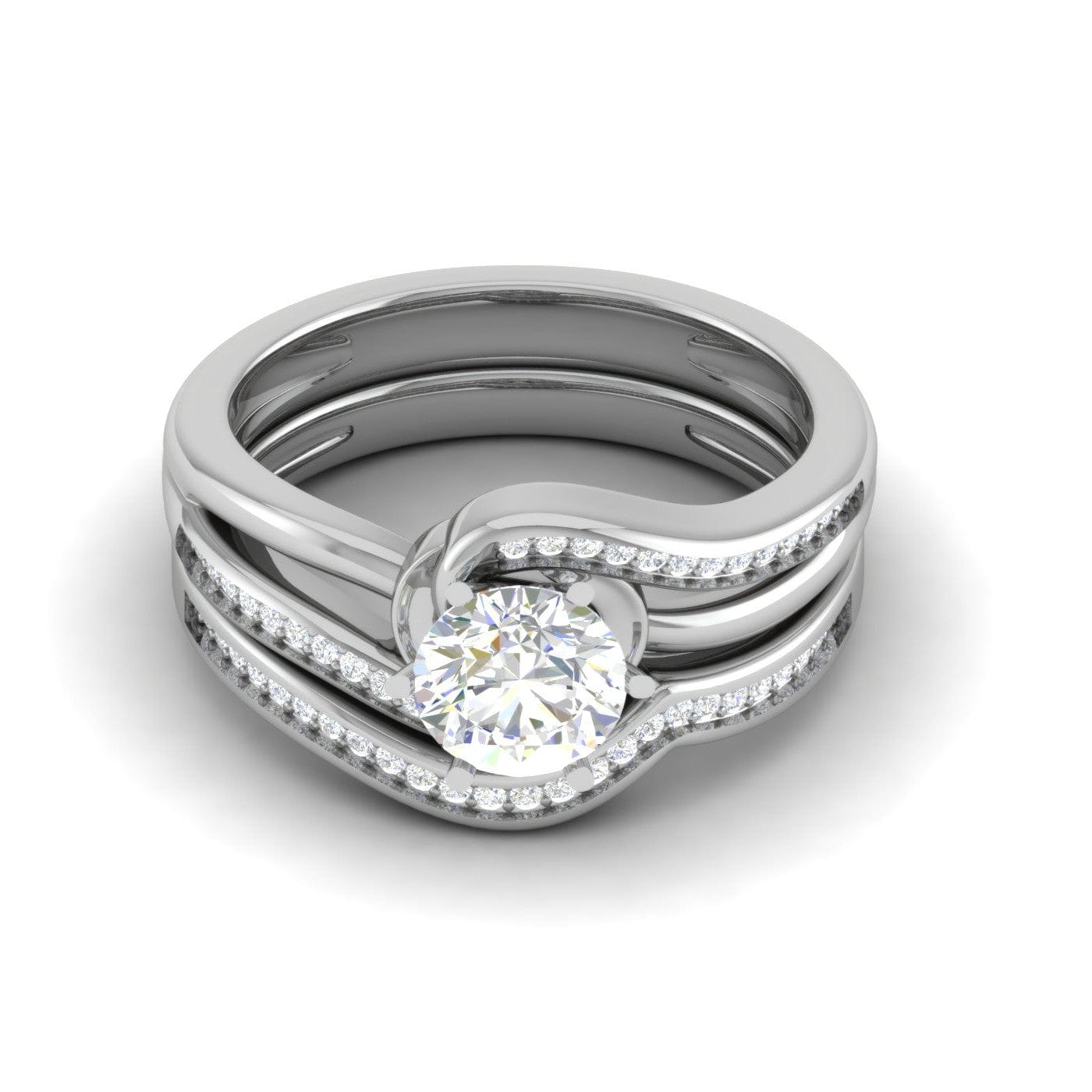 Jewelove™ Rings J VS / Women's Band only 0.50 cts Solitaire Diamond Twisted Shank Platinum Ring JL PT MHD287