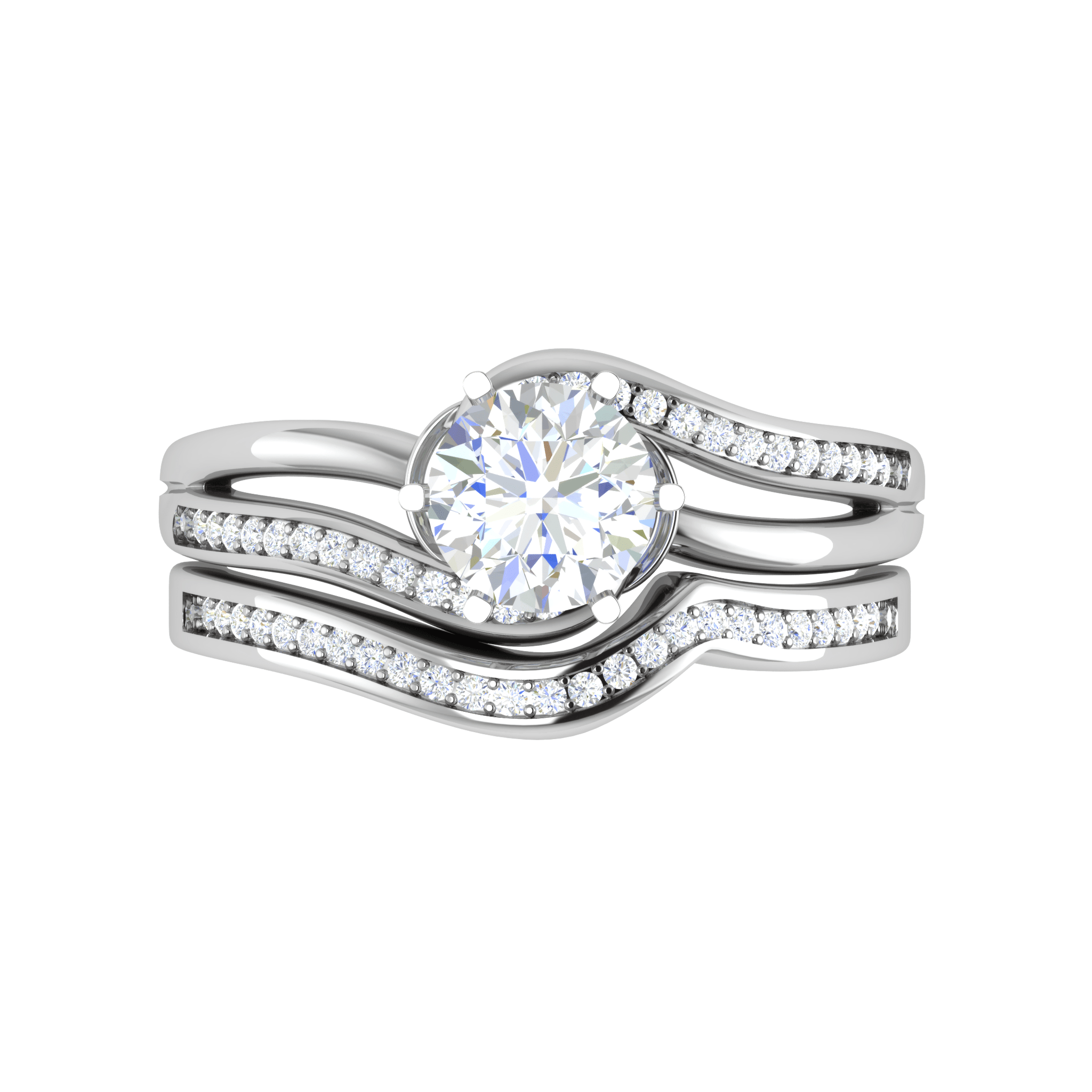 Jewelove™ Rings J VS / Women's Band only 0.50 cts Solitaire Diamond Twisted Shank Platinum Ring JL PT MHD287