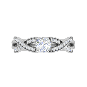 Jewelove™ Rings VS J / Women's Band only 0.50 cts Solitaire Diamond Twisted Shank Platinum Ring JL PT RP RD 125