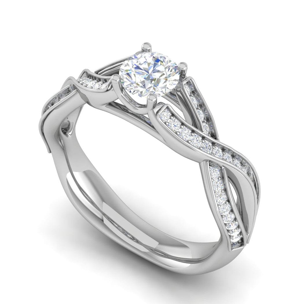 Jewelove™ Rings VS J / Women's Band only 0.50 cts Solitaire Diamond Twisted Shank Platinum Ring JL PT RP RD 125