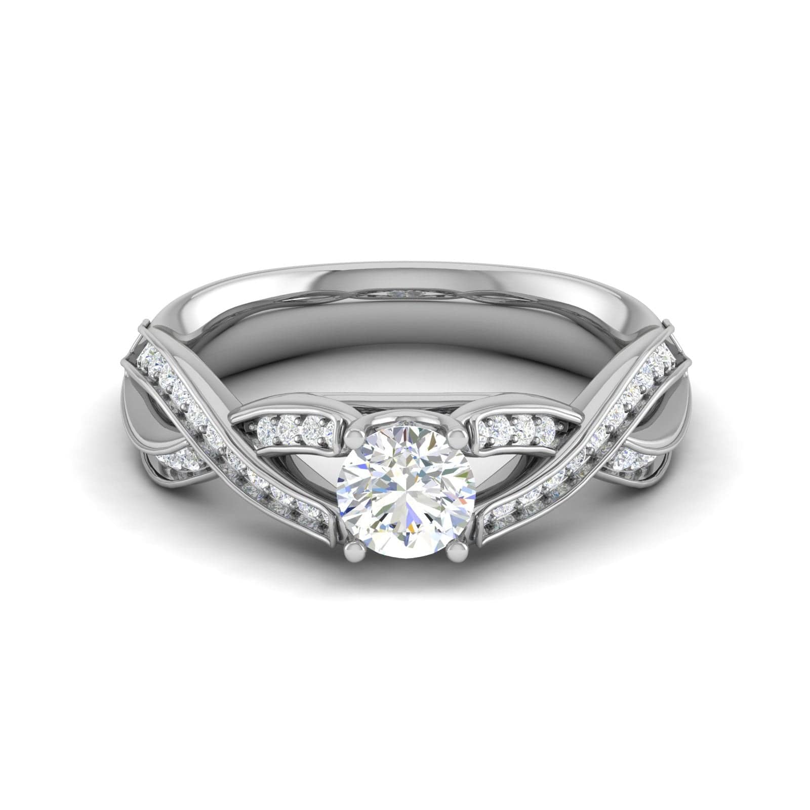 Jewelove™ Rings VS J / Women's Band only 0.50 cts Solitaire Diamond Twisted Shank Platinum Ring JL PT RP RD 125