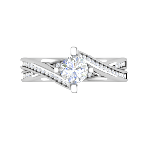 Jewelove™ Rings VS J / Women's Band only 0.50 cts Solitaire Diamond Twisted Shank Platinum Ring JL PT RP RD 129