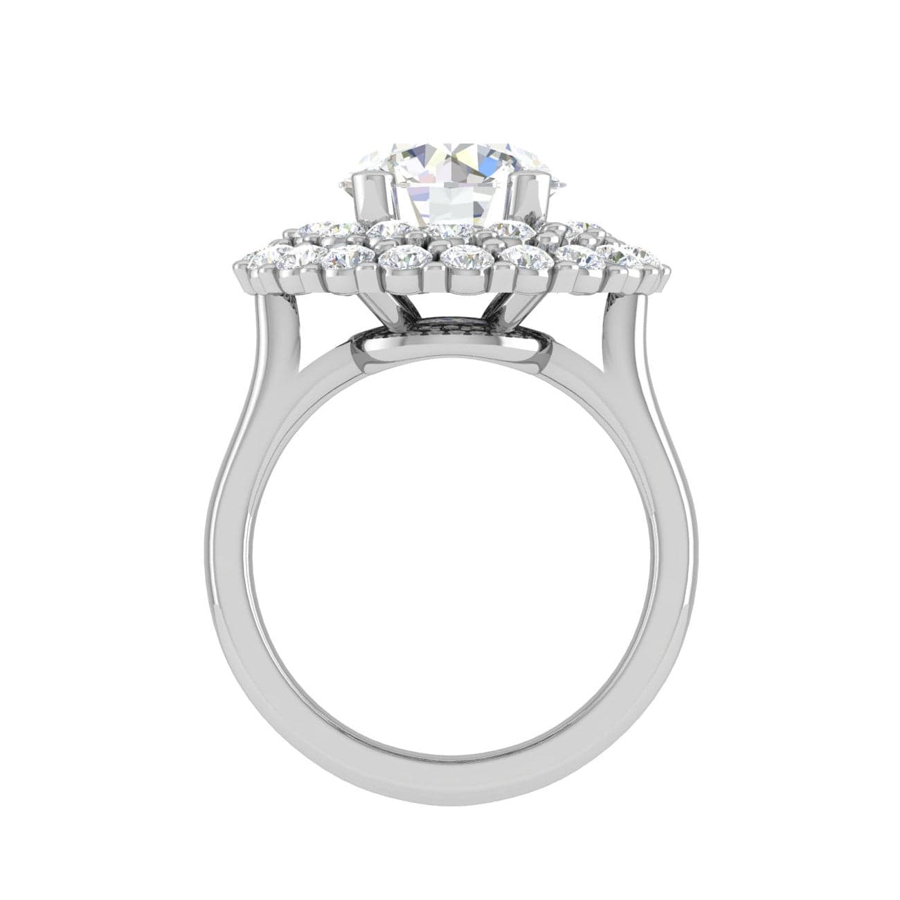 Jewelove™ Rings VS J / Women's Band only 0.50 cts Solitaire Double Halo Diamond Platinum Ring JL PT REHS1487