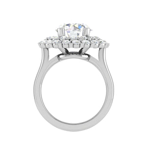 Jewelove™ Rings VS J / Women's Band only 0.50 cts Solitaire Double Halo Diamond Platinum Ring JL PT REHS1487