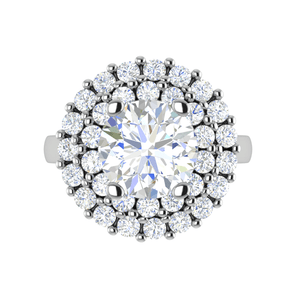 Jewelove™ Rings VS J / Women's Band only 0.50 cts Solitaire Double Halo Diamond Platinum Ring JL PT REHS1487